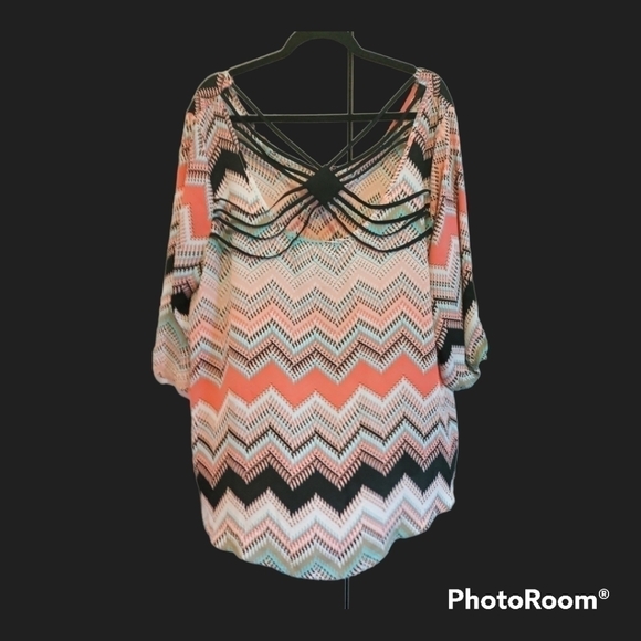 Maurices western boho style blouse zig zag print size 2X (2) - Picture 2 of 7